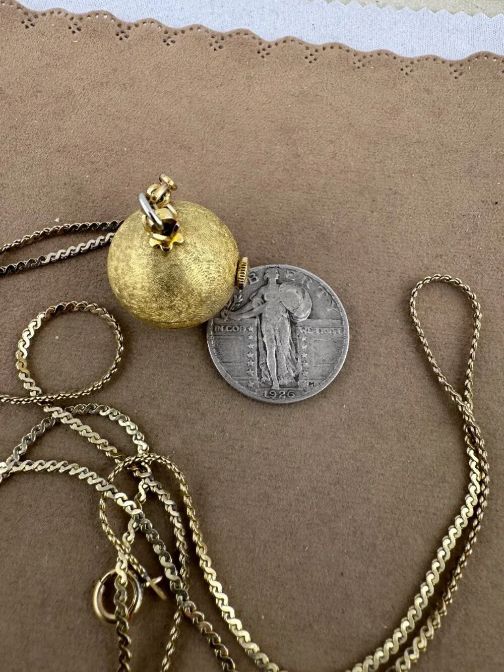 Vintage Bucherer Orb or also called Ball Watch with 30 inch necklace